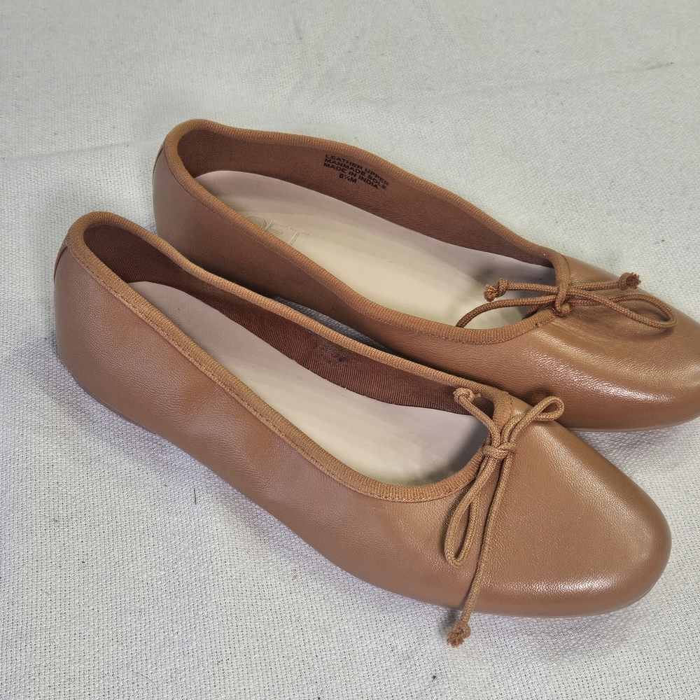 LOFT Black Faux Suede Slip On Round Toe Ballet Flat W/Bow Women’s Size 8.5M
